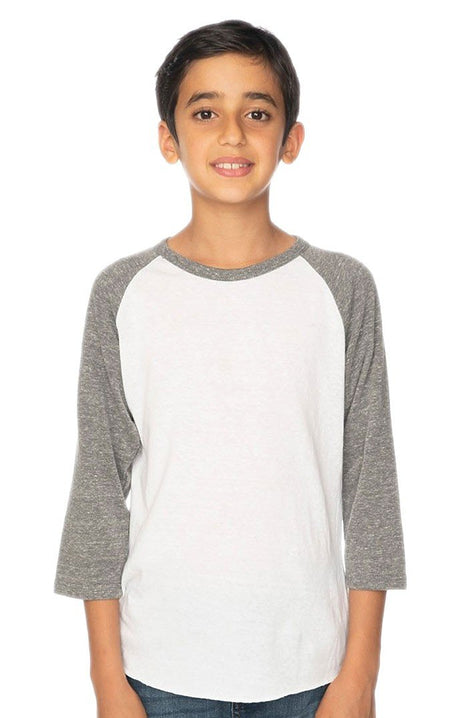 Royal Apparel 20260 Youth Triblend Raglan Baseball Shirt - Tri White / Tri Vintage Grey