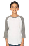 Royal Apparel 20260 Youth Triblend Raglan Baseball Shirt - Tri White / Tri Vintage Grey