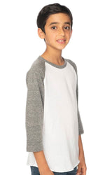 Royal Apparel 20260 Youth Triblend Raglan Baseball Shirt - Tri White / Tri Vintage Grey