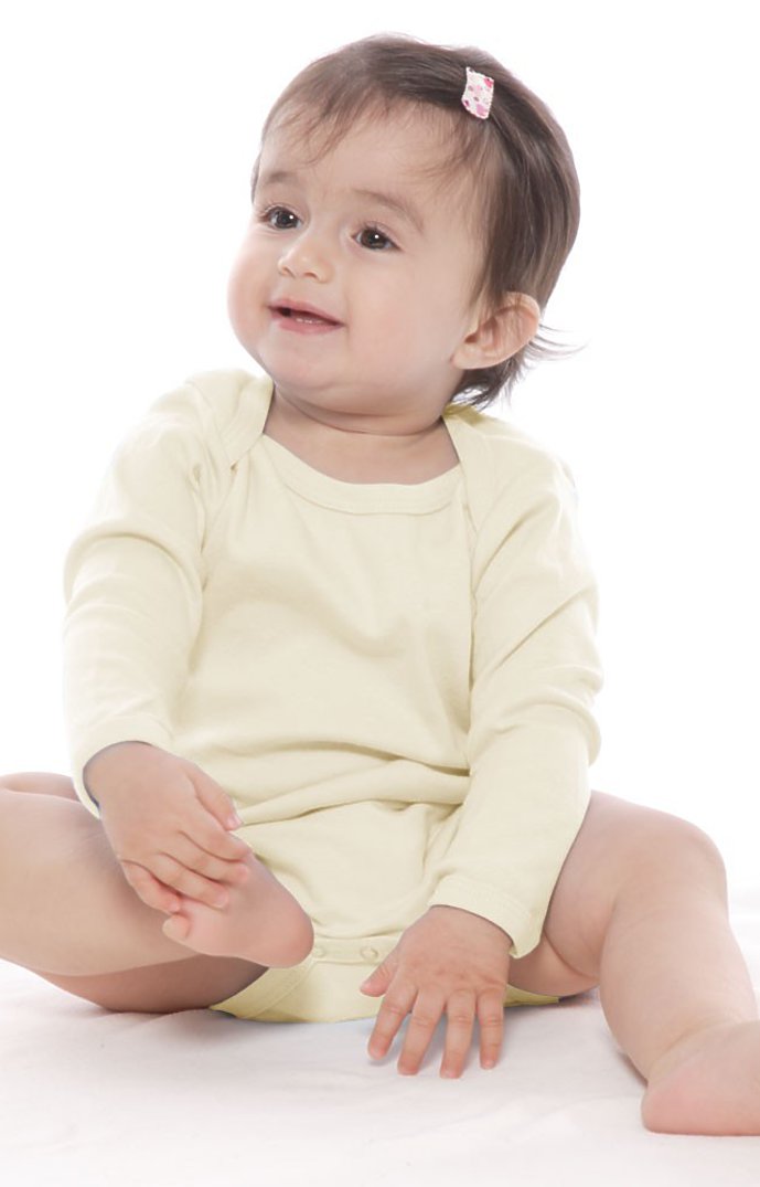 Royal Apparel 2037ORG Infant Organic Long Sleeve One Piece - Natural