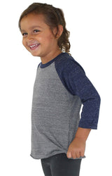Royal Apparel 20660 Toddler Triblend Raglan Baseball Shirt - Tri Vntg Gry / Tri Dnm Nvy