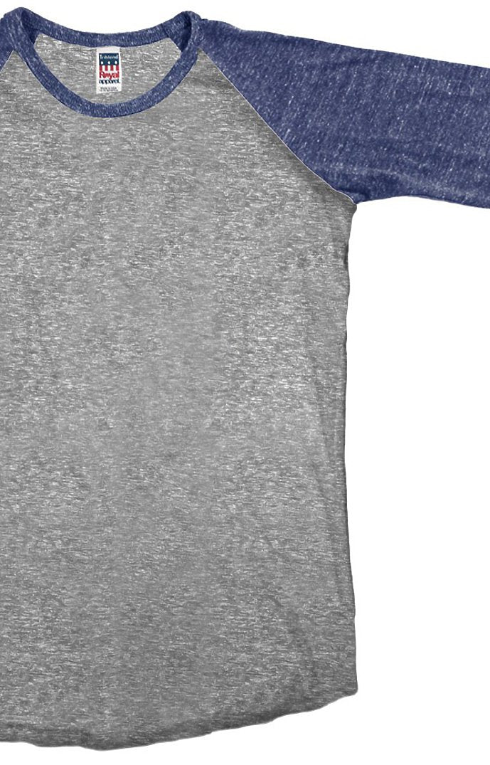 Royal Apparel 20660 Toddler Triblend Raglan Baseball Shirt - Tri Vntg Gry / Tri Dnm Nvy