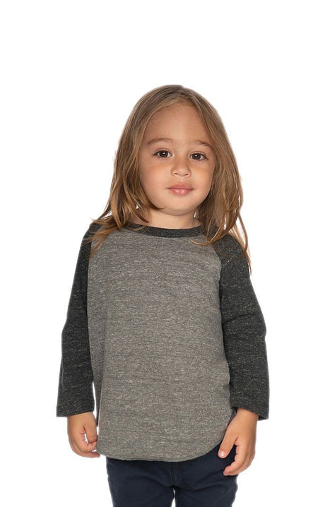 Royal Apparel 20660 Toddler Triblend Raglan Baseball Shirt - Tri Vintage Grey/Tri Onyx