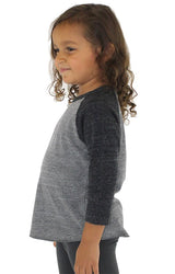Royal Apparel 20660 Toddler Triblend Raglan Baseball Shirt - Tri Vintage Grey/Tri Onyx