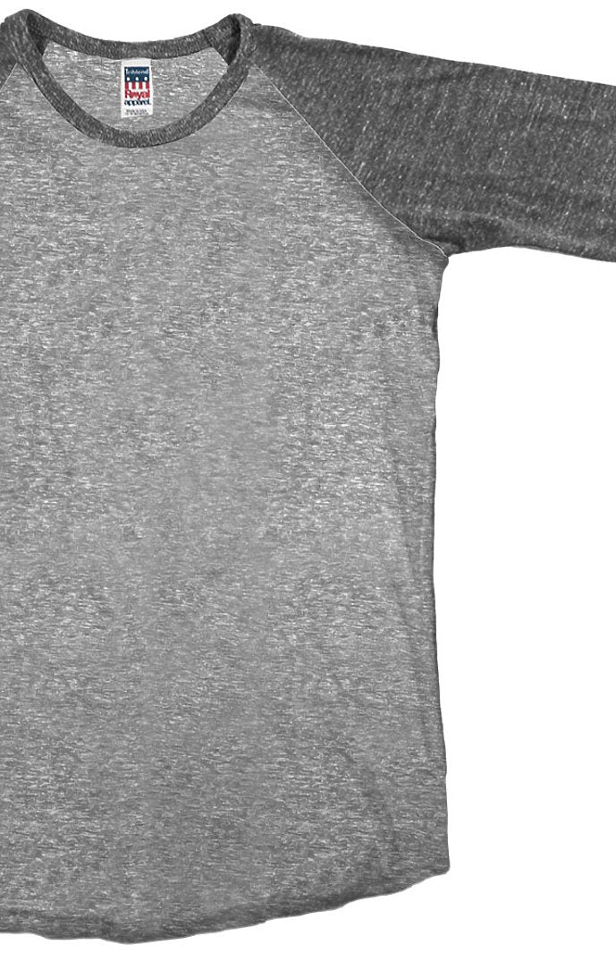 Royal Apparel 20660 Toddler Triblend Raglan Baseball Shirt - Tri Vintage Grey/Tri Onyx