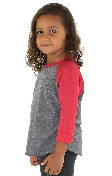 Royal Apparel 20660 Toddler Triblend Raglan Baseball Shirt - Tri Vintage Grey/Tri Red