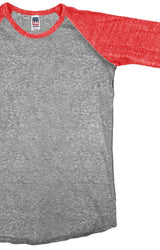 Royal Apparel 20660 Toddler Triblend Raglan Baseball Shirt - Tri Vintage Grey/Tri Red