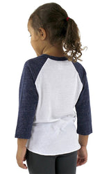 Royal Apparel 20660 Toddler Triblend Raglan Baseball Shirt - Tri White / Tri Denim Nvy