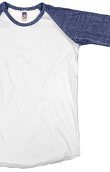 Royal Apparel 20660 Toddler Triblend Raglan Baseball Shirt - Tri White / Tri Denim Nvy