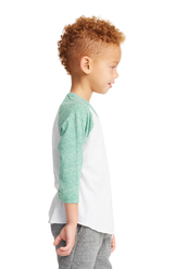 Royal Apparel 20660 Toddler Triblend Raglan Baseball Shirt - Tri White / Tri Kelly