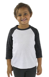 Royal Apparel 20660 Toddler Triblend Raglan Baseball Shirt - Tri White / Tri Onyx