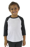 Royal Apparel 20660 Toddler Triblend Raglan Baseball Shirt - Tri White / Tri Onyx