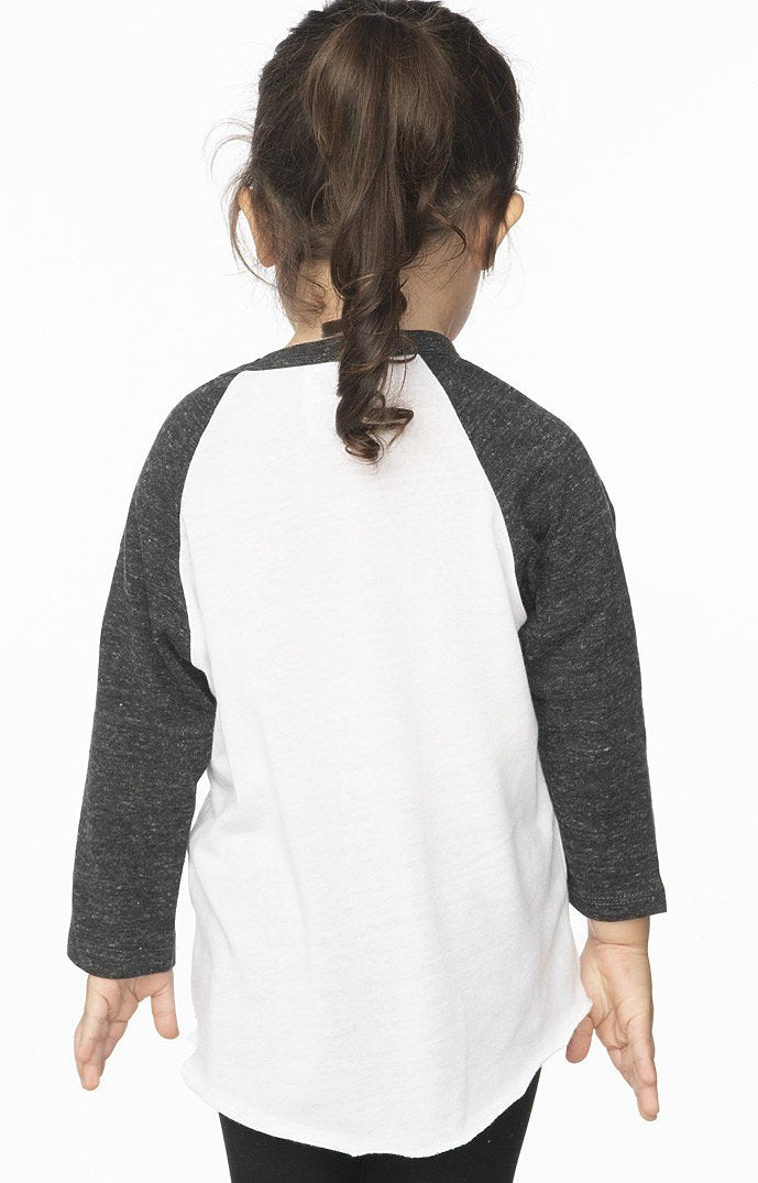 Royal Apparel 20660 Toddler Triblend Raglan Baseball Shirt - Tri White / Tri Onyx