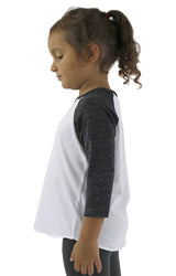 Royal Apparel 20660 Toddler Triblend Raglan Baseball Shirt - Tri White / Tri Onyx