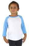 Royal Apparel 20660 Toddler Triblend Raglan Baseball Shirt - Tri White / Tri Pool