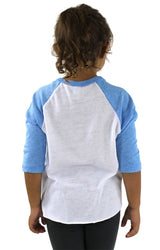 Royal Apparel 20660 Toddler Triblend Raglan Baseball Shirt - Tri White / Tri Pool