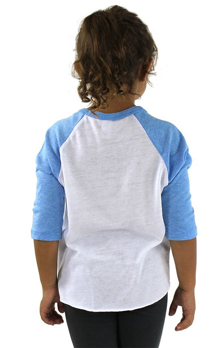 Royal Apparel 20660 Toddler Triblend Raglan Baseball Shirt - Tri White / Tri Pool