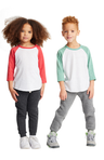 Royal Apparel 20660 Toddler Triblend Raglan Baseball Shirt - Tri White / Tri Red