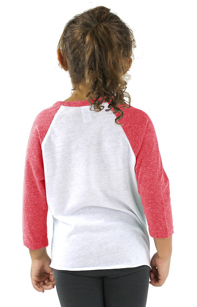 Royal Apparel 20660 Toddler Triblend Raglan Baseball Shirt - Tri White / Tri Red