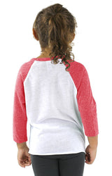 Royal Apparel 20660 Toddler Triblend Raglan Baseball Shirt - Tri White / Tri Red