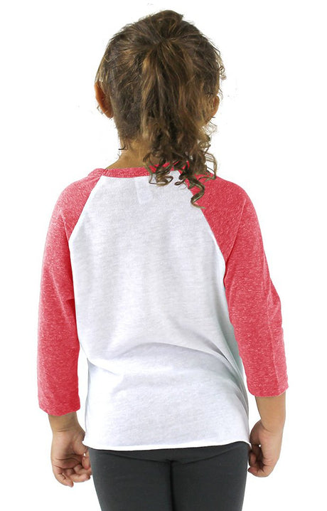 Royal Apparel 20660 Toddler Triblend Raglan Baseball Shirt - Tri White / Tri Red