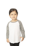 Royal Apparel 20660 Toddler Triblend Raglan Baseball Shirt - Tri White / Tri Vintage Grey