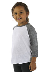 Royal Apparel 20660 Toddler Triblend Raglan Baseball Shirt - Tri White / Tri Vintage Grey