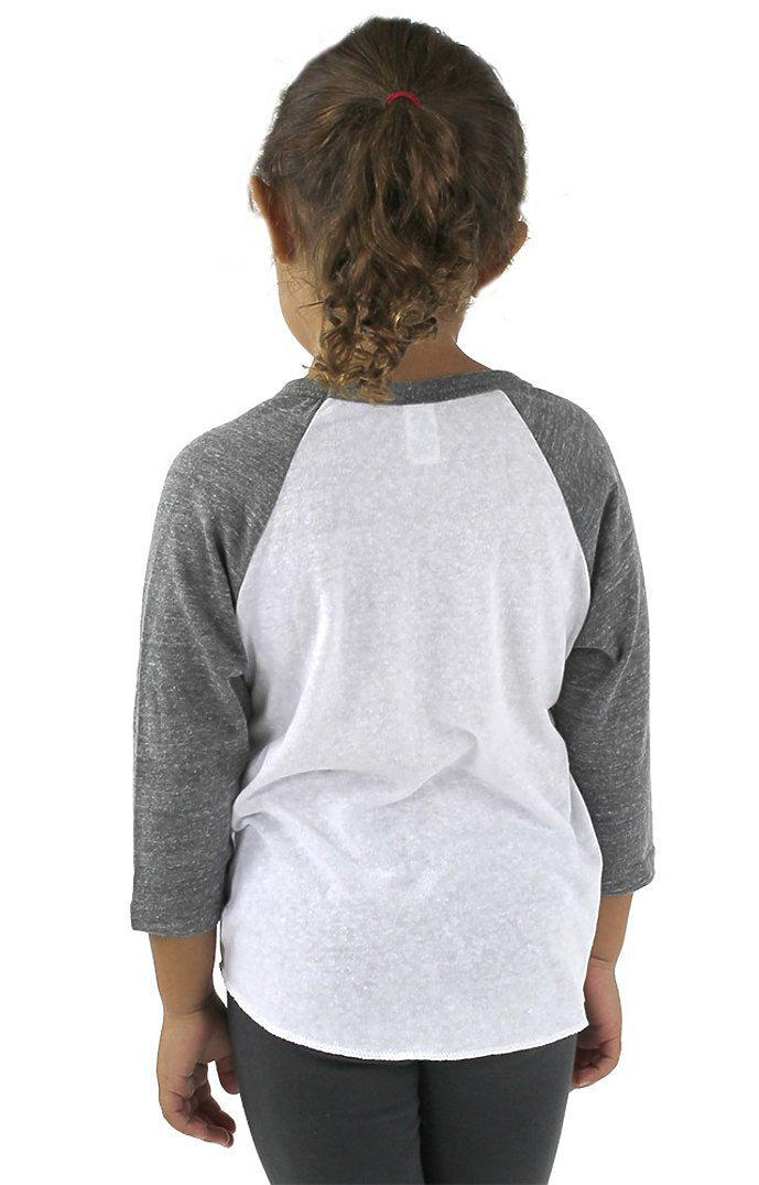 Royal Apparel 20660 Toddler Triblend Raglan Baseball Shirt - Tri White / Tri Vintage Grey