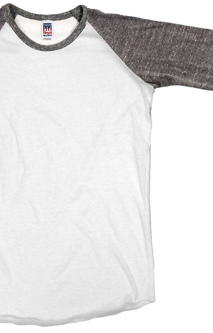 Royal Apparel 20660 Toddler Triblend Raglan Baseball Shirt - Tri White / Tri Vintage Grey