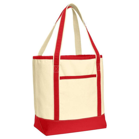 Joe's USA Large Cotton Canvas Boat Bag Joe's USA Natural / Red