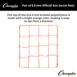 Champion Sports 6.0 MM OFFICIAL SIZE SOCCER NET, ORANGE