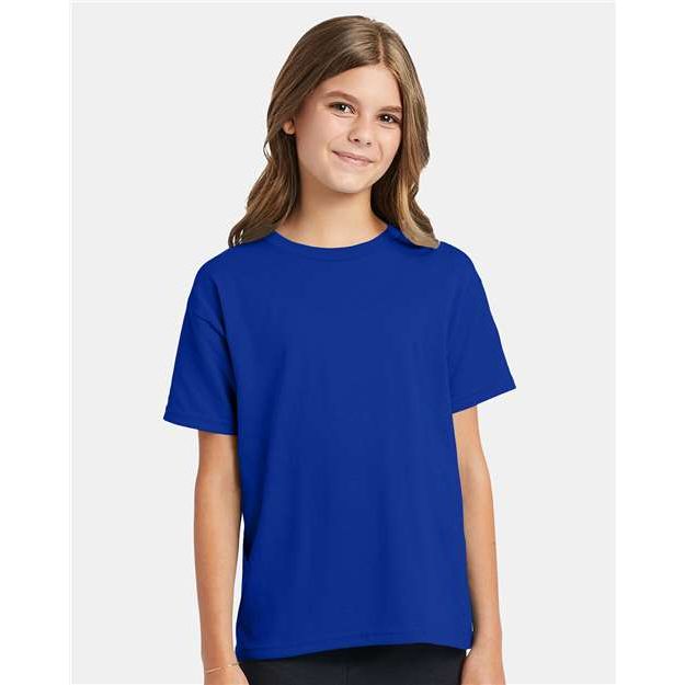 Hanes Ecosmart™ Youth T-Shirt - Deep Royal - Hanes 5370 Hanes Deep Royal XS