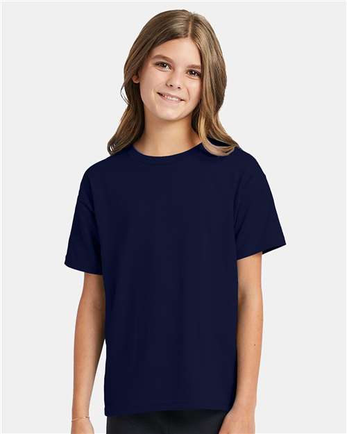 Hanes Ecosmart™ Youth T-Shirt - Navy - Hanes 5370 Hanes