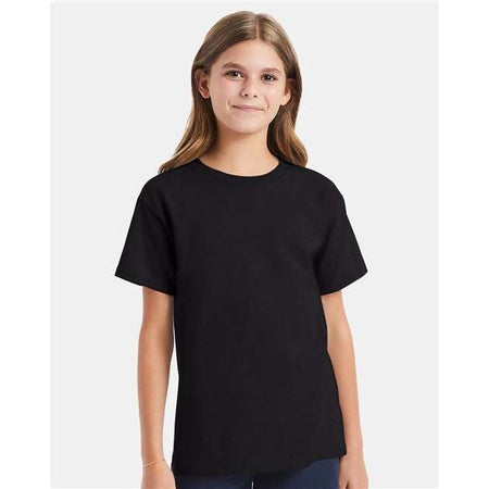 Hanes Essential-T Youth T-Shirt - Black - Hanes 5480 Hanes Black XS