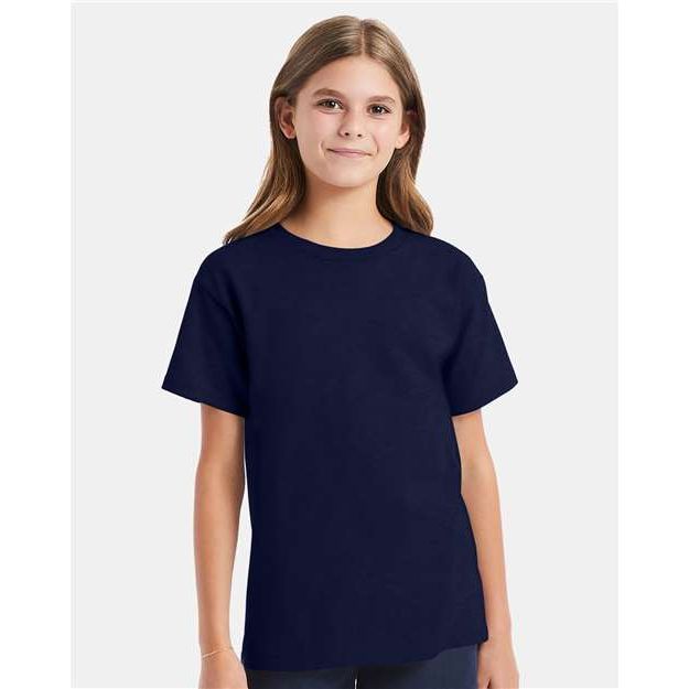 Hanes Essential-T Youth T-Shirt - Navy - Hanes 5480 Hanes Navy XS