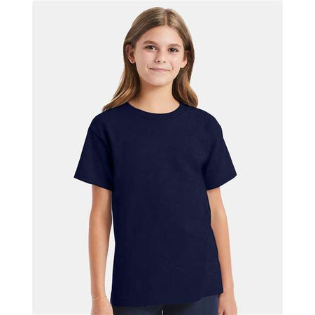 Hanes Essential-T Youth T-Shirt - Navy - Hanes 5480 Hanes