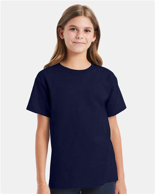 Hanes Essential-T Youth T-Shirt - Navy - Hanes 5480 Hanes