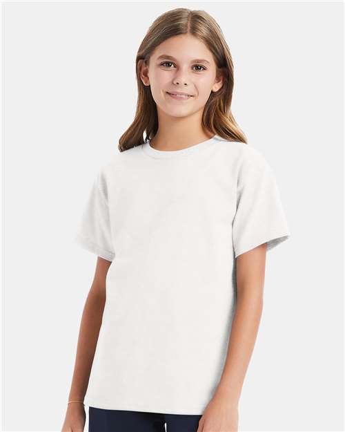 Hanes Essential-T Youth T-Shirt - White - Hanes 5480