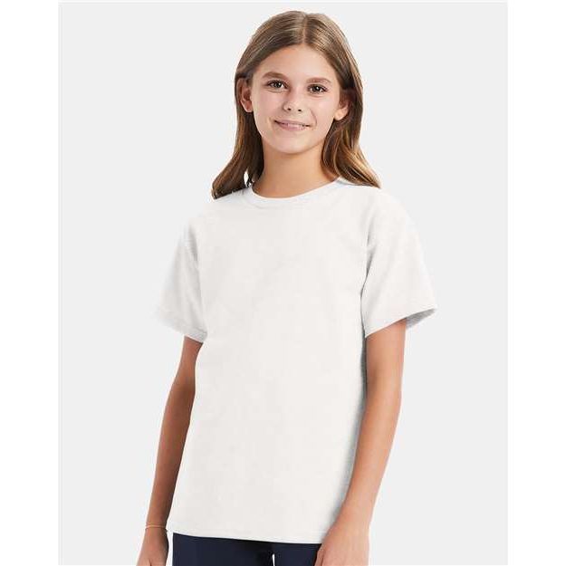 Hanes Essential-T Youth T-Shirt - White - Hanes 5480 Hanes