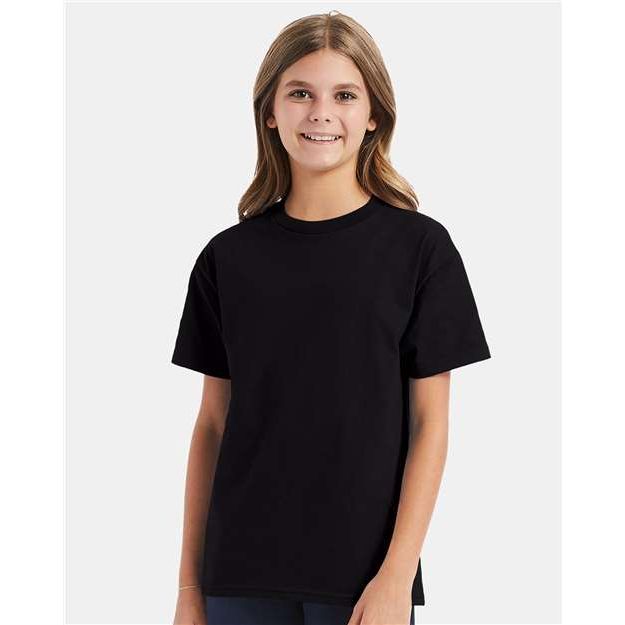 Hanes Authentic Youth T-Shirt - Black - Hanes 5450 Hanes Black XS