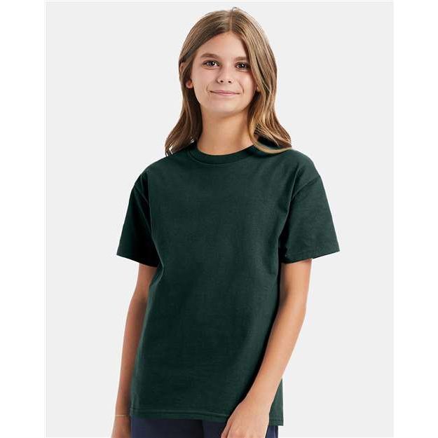 Hanes Authentic Youth T-Shirt - Deep Forest - Hanes 5450 Hanes Deep Forest XS