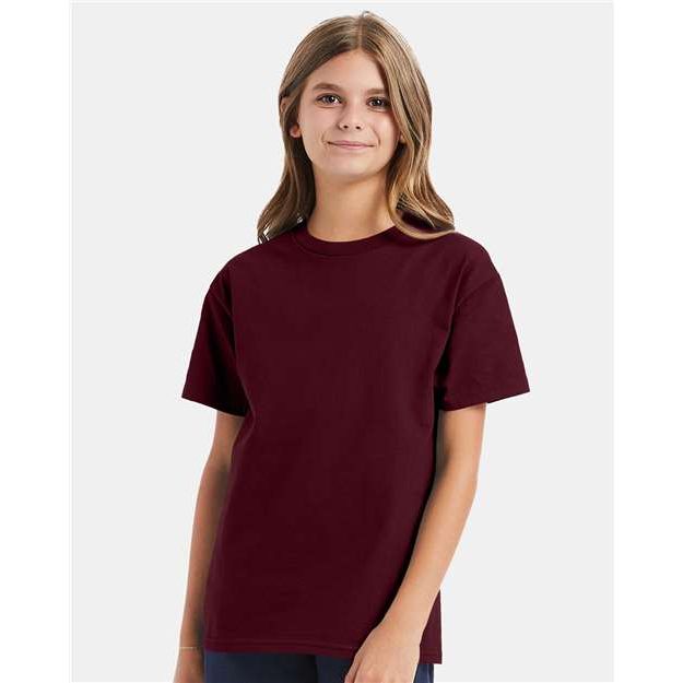 Hanes Authentic Youth T-Shirt - Maroon - Hanes 5450 Hanes Maroon XS