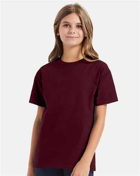 Hanes Authentic Youth T-Shirt - Maroon - Hanes 5450 Hanes