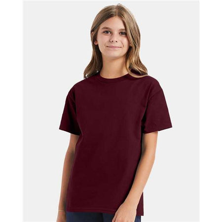 Hanes Authentic Youth T-Shirt - Maroon - Hanes 5450 Hanes