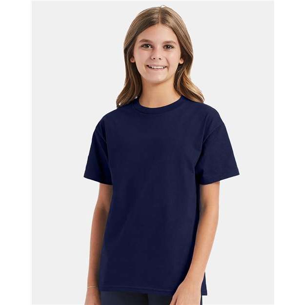 Hanes Authentic Youth T-Shirt - Navy - Hanes 5450 Hanes