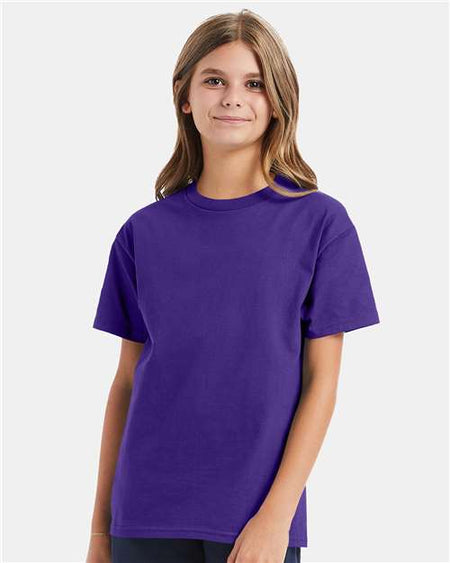 Hanes Authentic Youth T-Shirt - Purple - Hanes 5450 Hanes