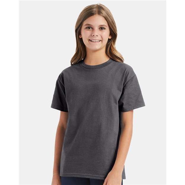 Hanes Authentic Youth T-Shirt - Smoke Grey - Hanes 5450 Hanes