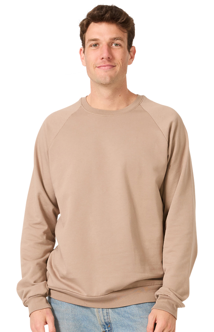 Royal Apparel 21053ORG Unisex Organic Raglan Crew Neck Sweatshirt - Almond
