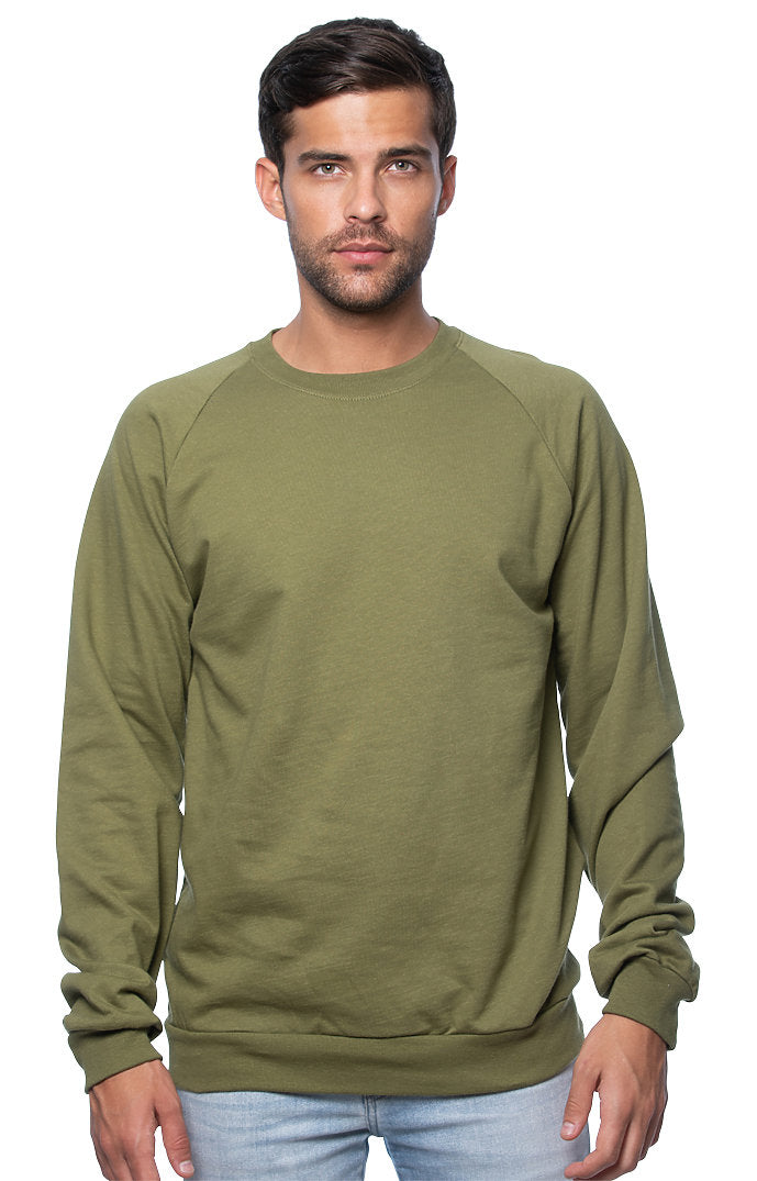 Royal Apparel 21053ORG Unisex Organic Raglan Crew Neck Sweatshirt - Moss