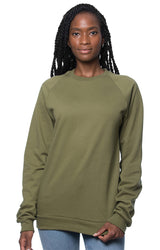 Royal Apparel 21053ORG Unisex Organic Raglan Crew Neck Sweatshirt - Moss